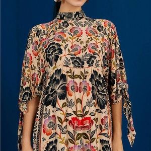 Farm Rio Romantic Garden Floral High-Neck Maxi Dress